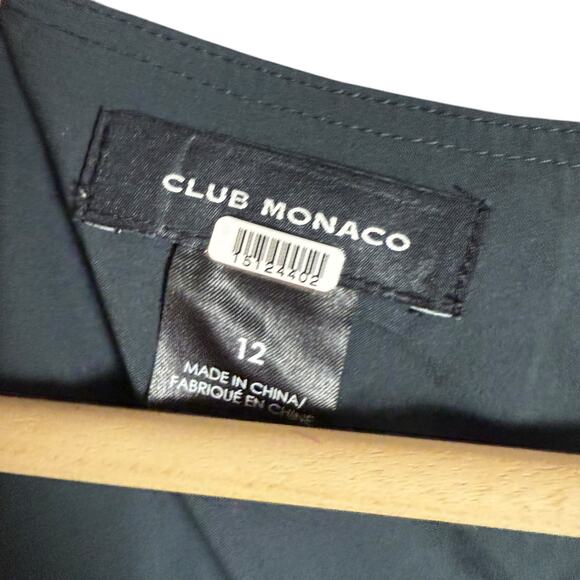 Club Monaco Silk Black Floral Print V-Neck Blouson Long Sleeve Mini Dress Sz 12 - Picture 9 of 16